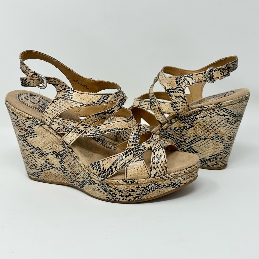 B.O.C. Wedge Platform Sandals Women's Size 8 Animal Snake Print - Picture 2 of 12